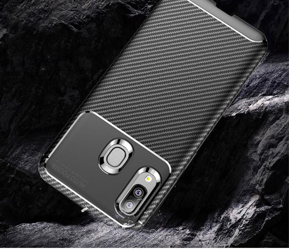 Samsung Galaxy A20E Siliconen Carbon Hoesje Blauw afbeelding 6