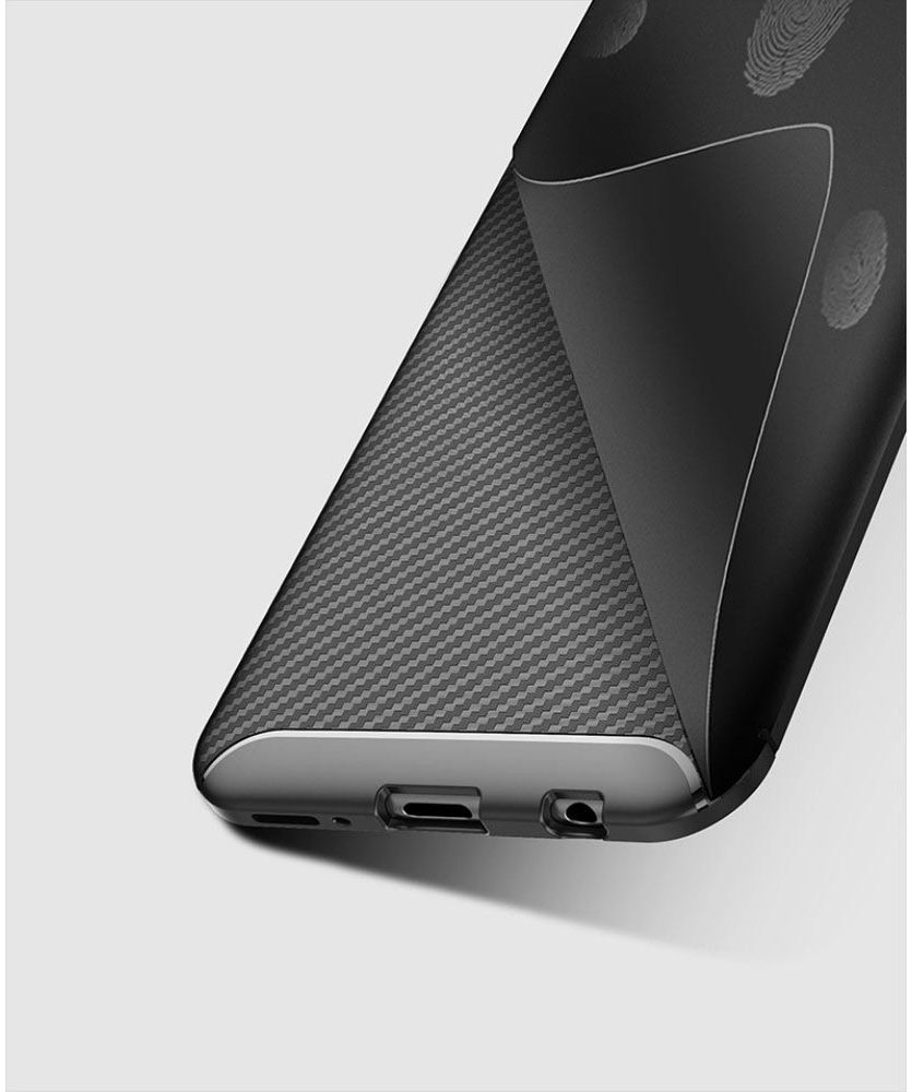Samsung Galaxy A20E Siliconen Carbon Hoesje Blauw afbeelding 7