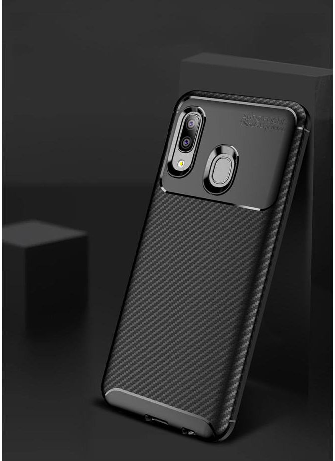 Samsung Galaxy A20E Siliconen Carbon Hoesje Blauw afbeelding 8