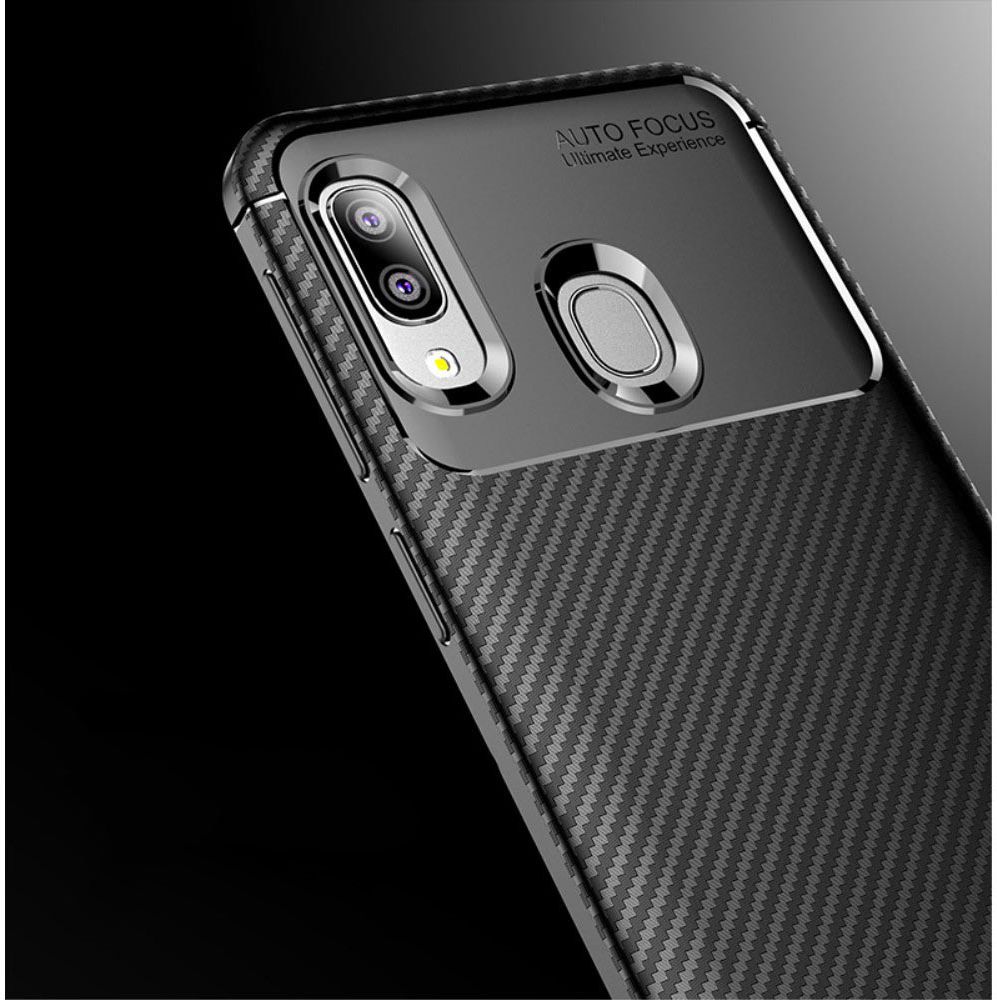 Samsung Galaxy A20E Siliconen Carbon Hoesje Blauw afbeelding 9