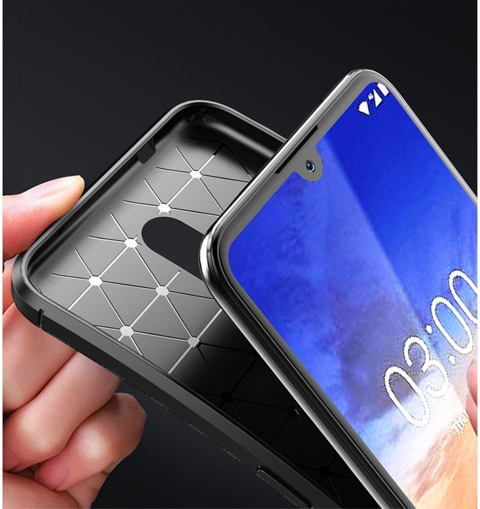 Nokia 3.2 Siliconen Carbon Hoesje Zwart afbeelding 18