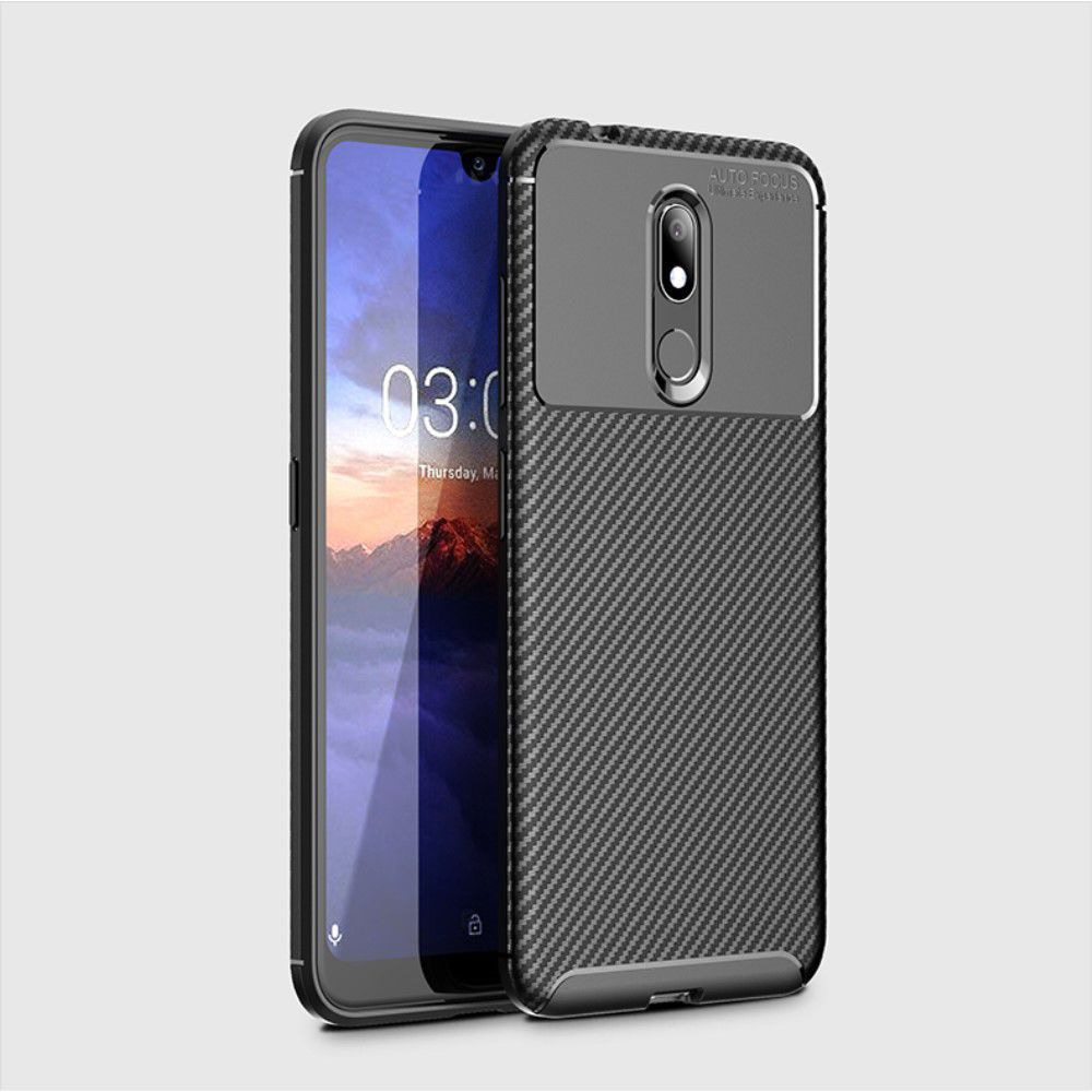 Nokia 3.2 Siliconen Carbon Hoesje Zwart afbeelding 21