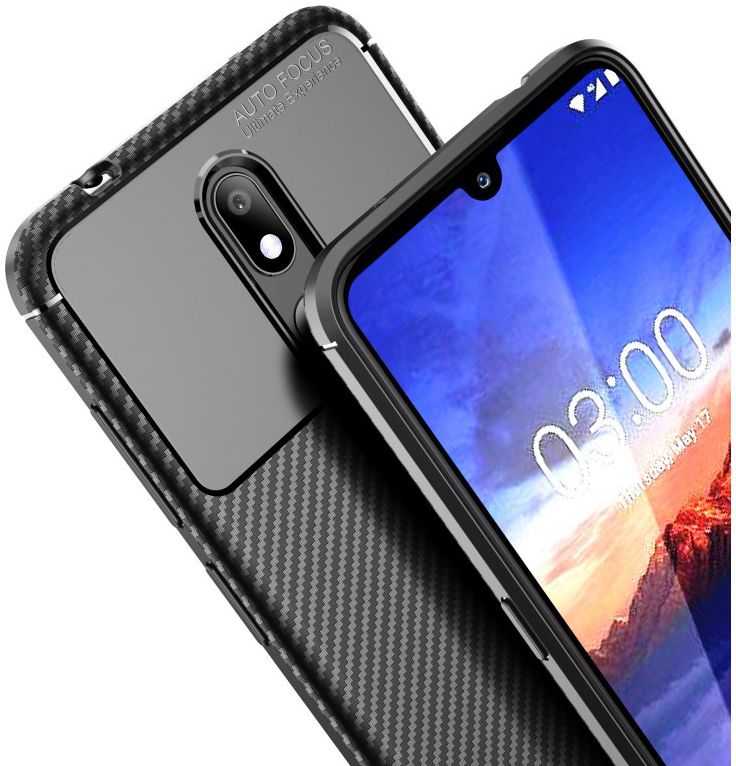 Nokia 3.2 Siliconen Carbon Hoesje Zwart afbeelding 8