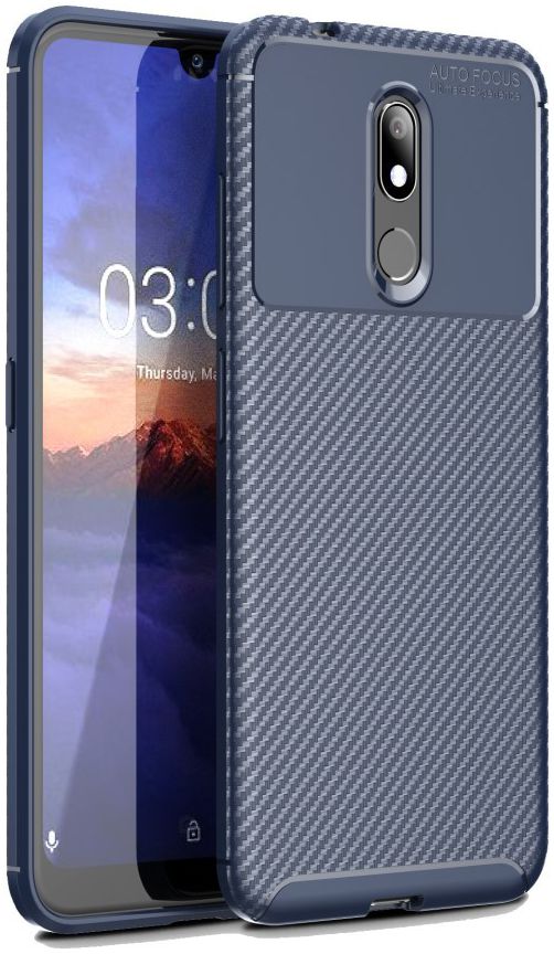 Nokia 3.2 Siliconen Carbon Hoesje Blauw afbeelding 1