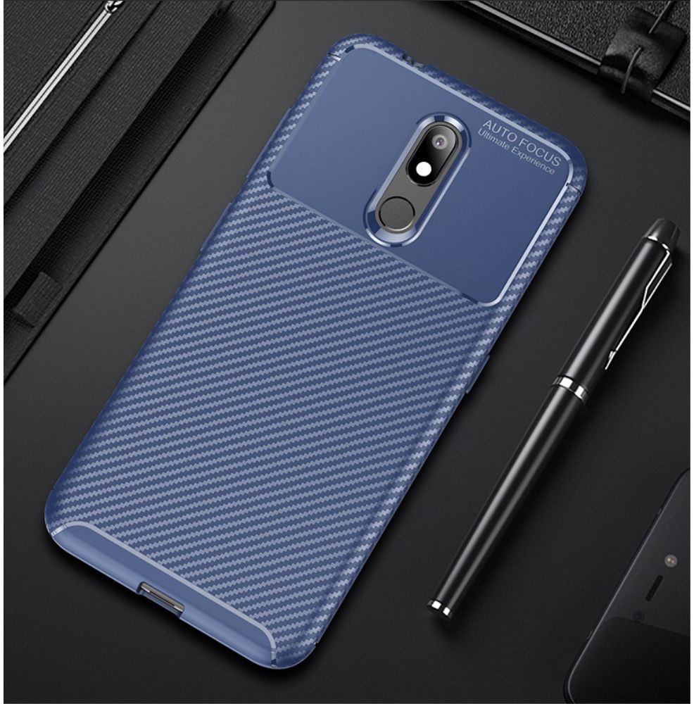Nokia 3.2 Siliconen Carbon Hoesje Blauw afbeelding 4
