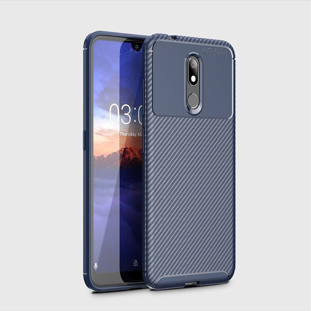Nokia 3.2 Siliconen Carbon Hoesje Blauw afbeelding 5