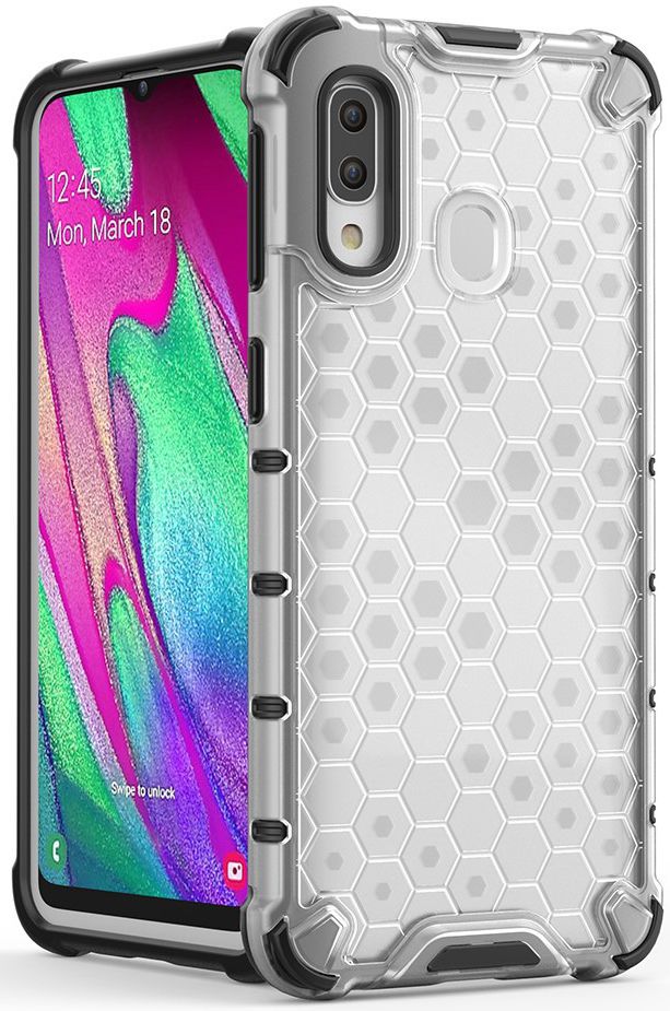 Samsung Galaxy A40 Hybride Honinggraat Hoesje Transparant afbeelding 1