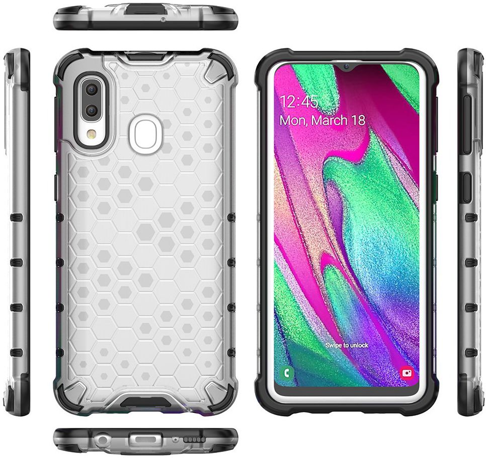 Samsung Galaxy A40 Hybride Honinggraat Hoesje Transparant afbeelding 3