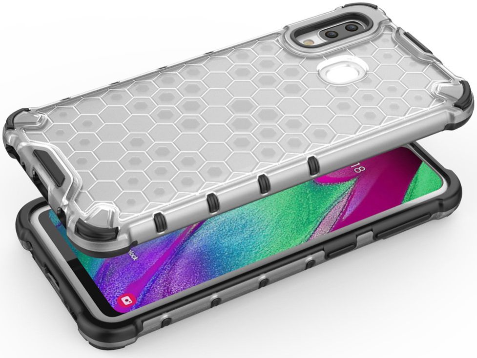 Samsung Galaxy A40 Hybride Honinggraat Hoesje Transparant afbeelding 4