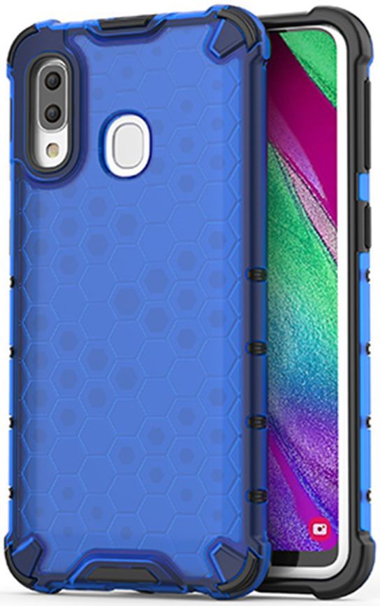 Samsung Galaxy A40 Hybride Honinggraat Hoesje Transparant Blauw afbeelding 1