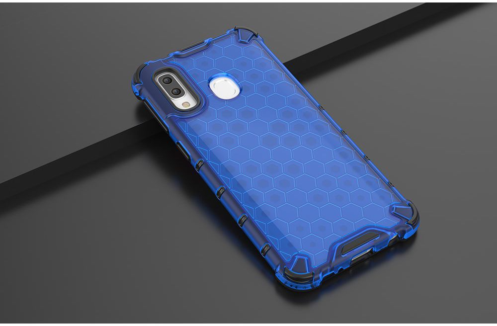 Samsung Galaxy A40 Hybride Honinggraat Hoesje Transparant Blauw afbeelding 2