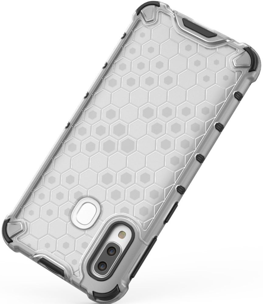 Samsung Galaxy A40 Hybride Honinggraat Hoesje Transparant Blauw afbeelding 9