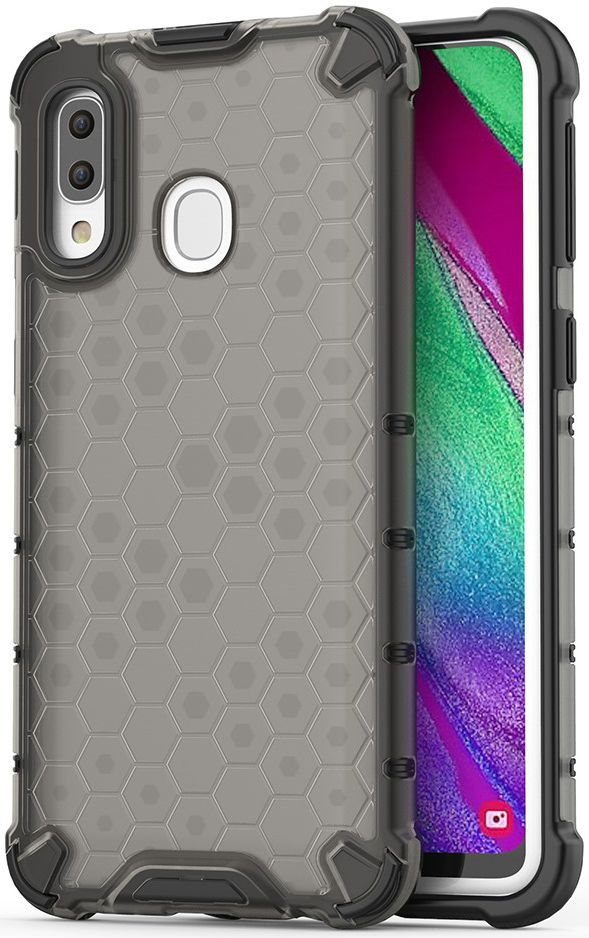 Samsung Galaxy A40 Hybride Honinggraat Hoesje Transparant Zwart afbeelding 1