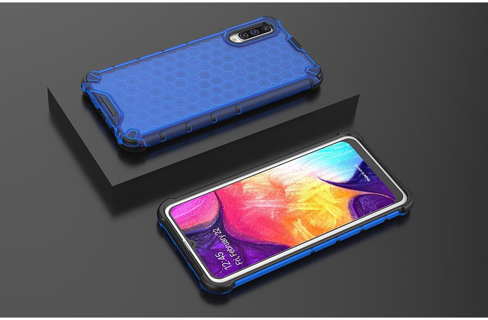 Samsung Galaxy A50 Siliconen Hoesje Shock Proof Hybride Blauw afbeelding 4