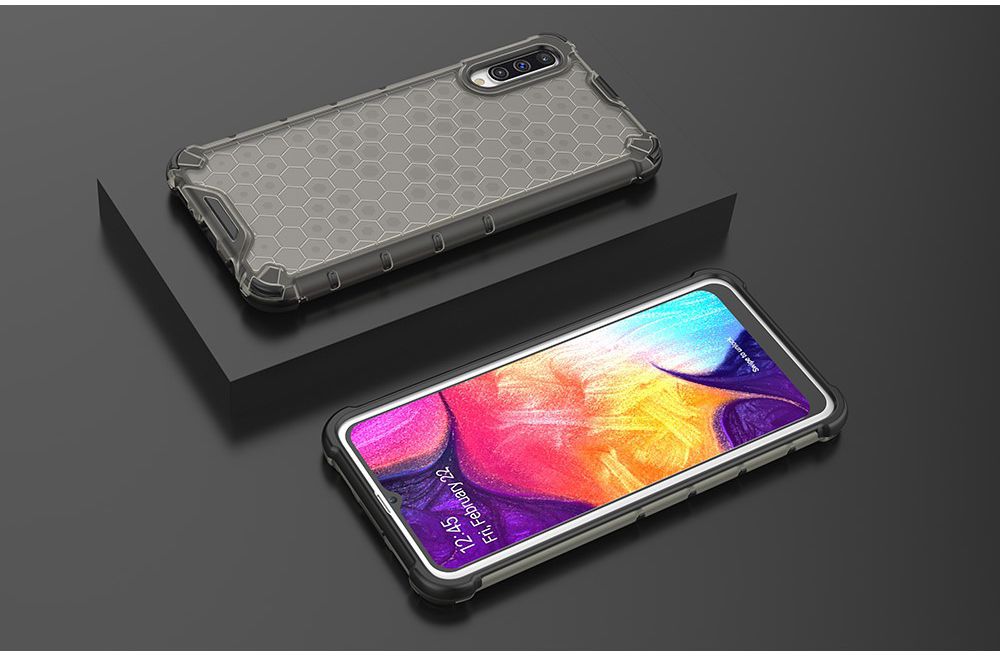 Samsung Galaxy A50 Siliconen Hoesje Shock Proof Hybride Zwart afbeelding 2