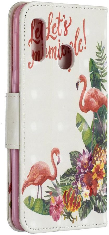 Samsung Galaxy A20E Portemonnee Hoesje met Flamingo Print afbeelding 4