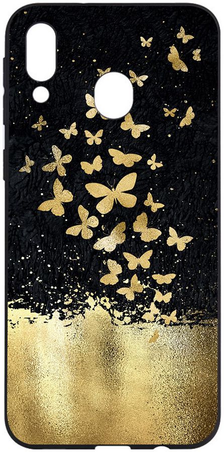 Samsung Galaxy A40 TPU Hoesje met Gouden Vlinder Print afbeelding 1