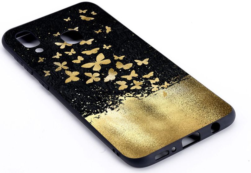Samsung Galaxy A40 TPU Hoesje met Gouden Vlinder Print afbeelding 2