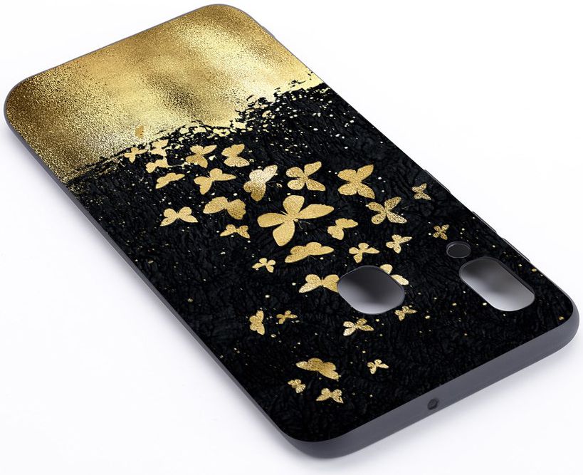 Samsung Galaxy A40 TPU Hoesje met Gouden Vlinder Print afbeelding 3