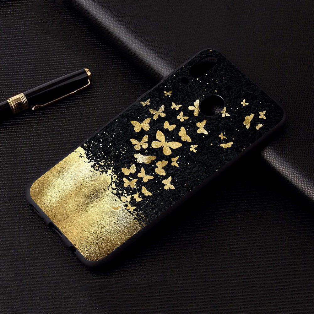 Samsung Galaxy A40 TPU Hoesje met Gouden Vlinder Print afbeelding 4
