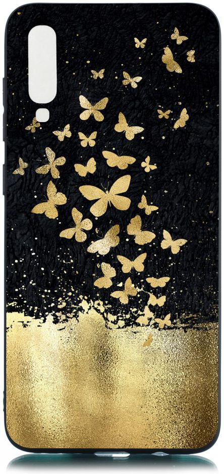 Samsung Galaxy A70 TPU Hoesje met Gouden Vlinder Print afbeelding 1