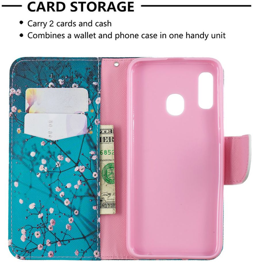 Samsung Galaxy A20E Portemonnee Hoesje met Wintersweet Print afbeelding 2