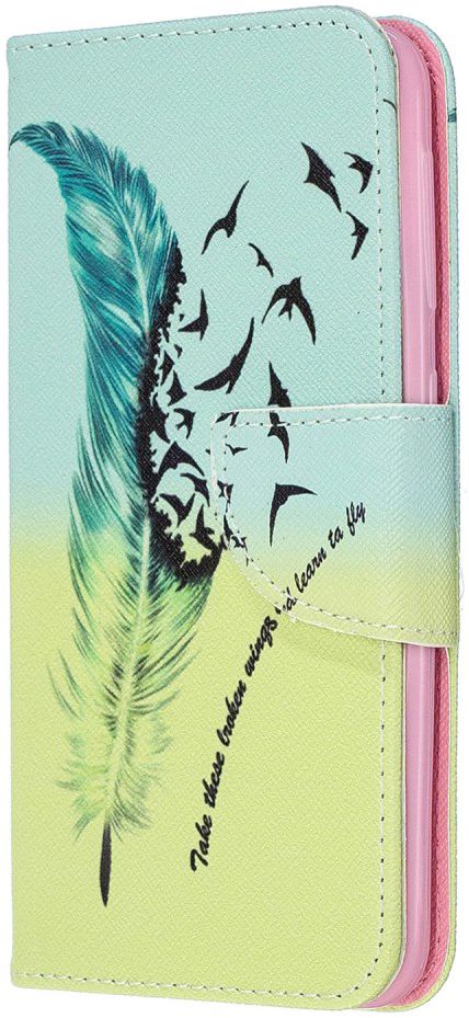 Samsung Galaxy A20E Portemonnee Hoesje met Feather Print afbeelding 1