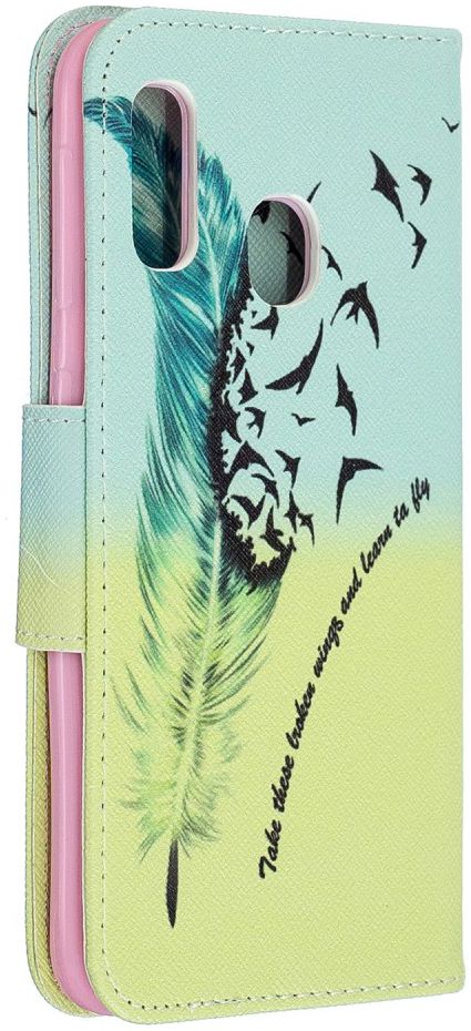 Samsung Galaxy A20E Portemonnee Hoesje met Feather Print afbeelding 4