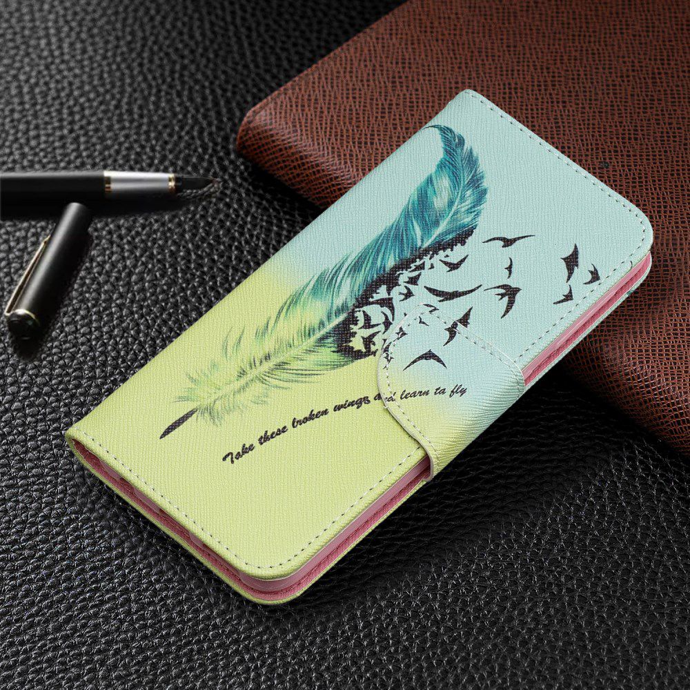 Samsung Galaxy A20E Portemonnee Hoesje met Feather Print afbeelding 7