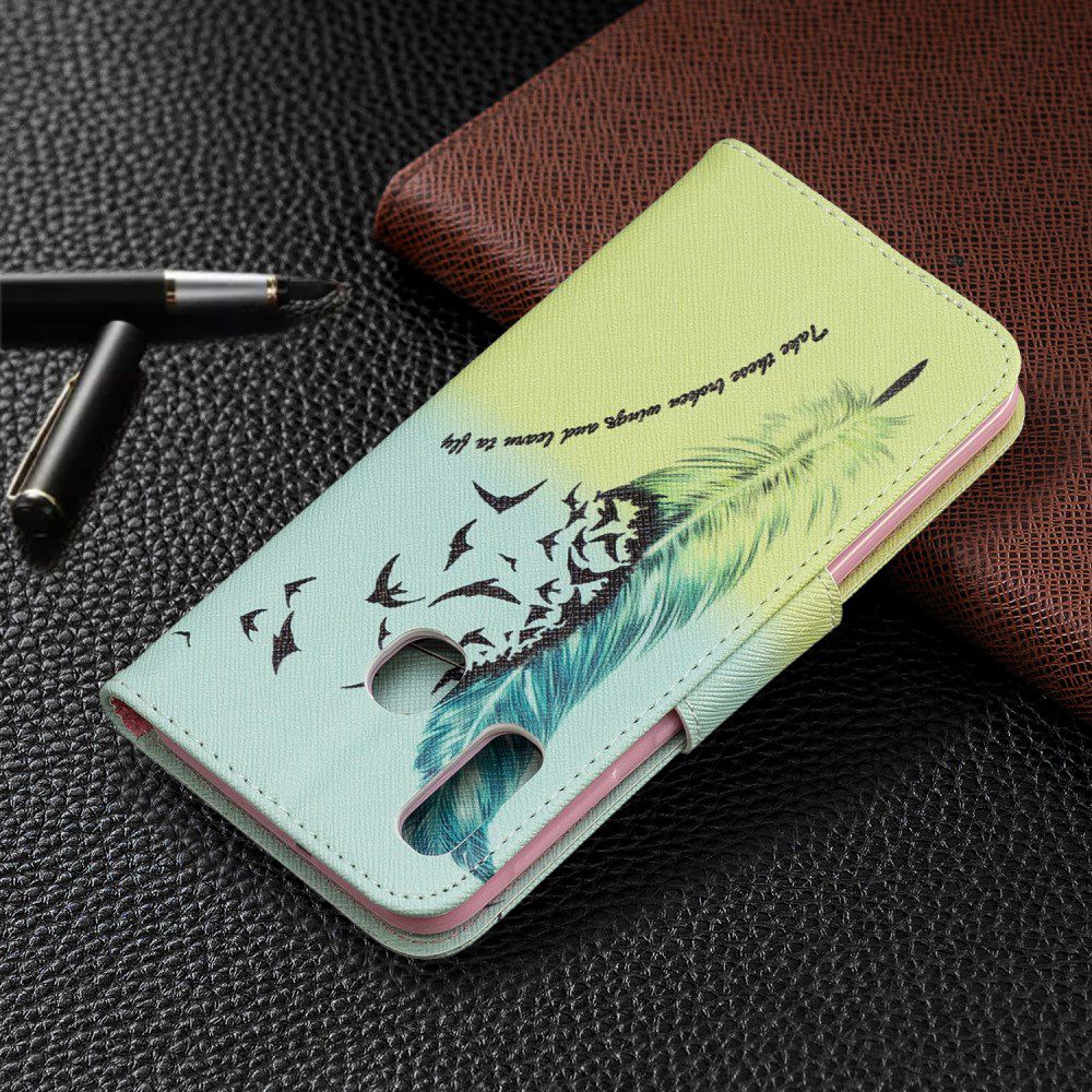 Samsung Galaxy A20E Portemonnee Hoesje met Feather Print afbeelding 8