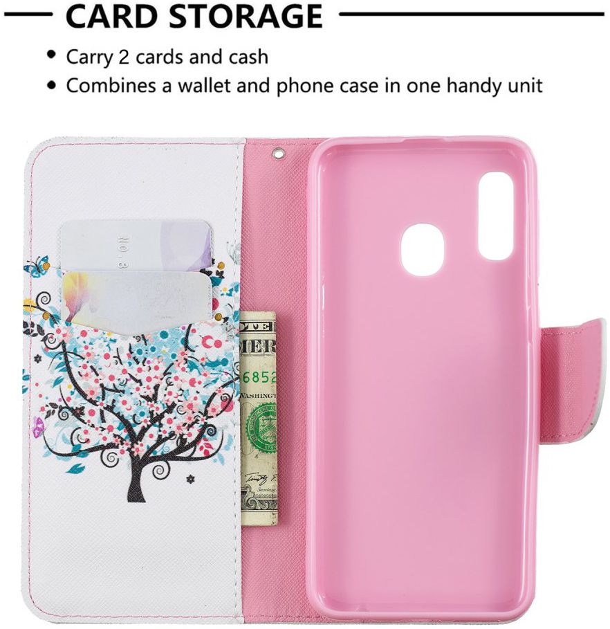 Samsung Galaxy A20E Portemonnee Hoesje met Tree Print afbeelding 2