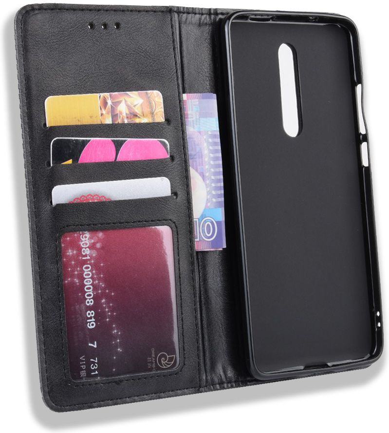 Xiaomi Mi 9T Vintage Portemonnee Hoesje Zwart afbeelding 4