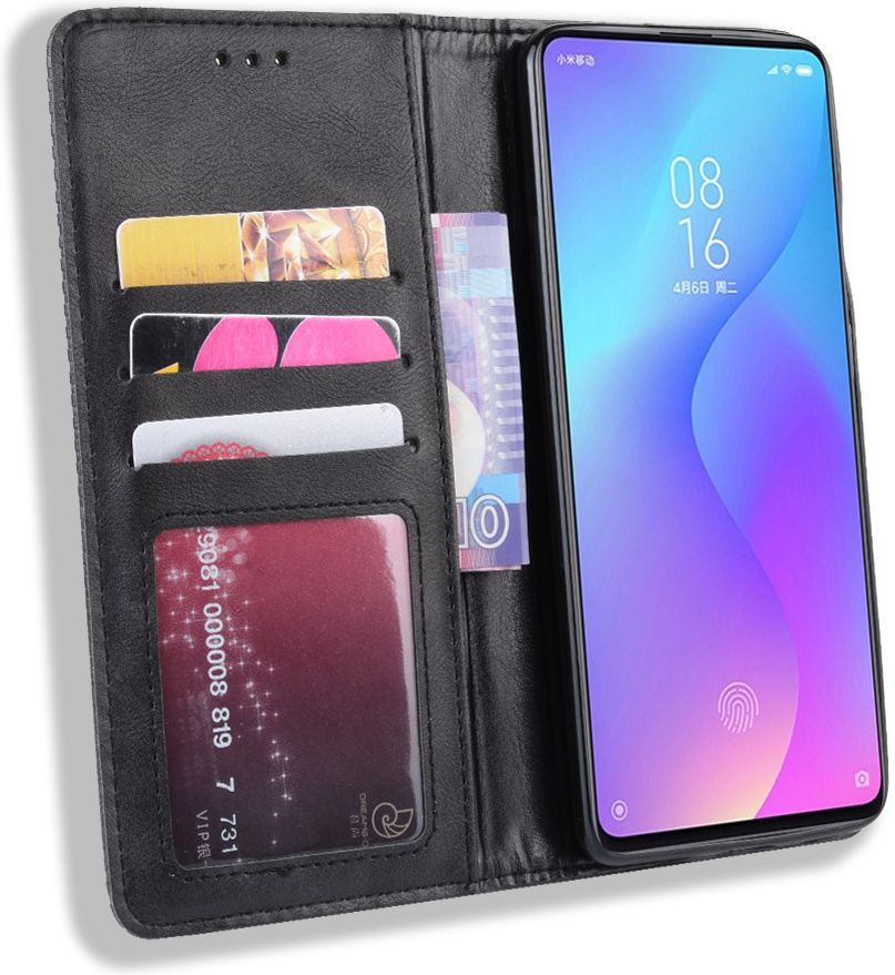 Xiaomi Mi 9T Vintage Portemonnee Hoesje Zwart afbeelding 2