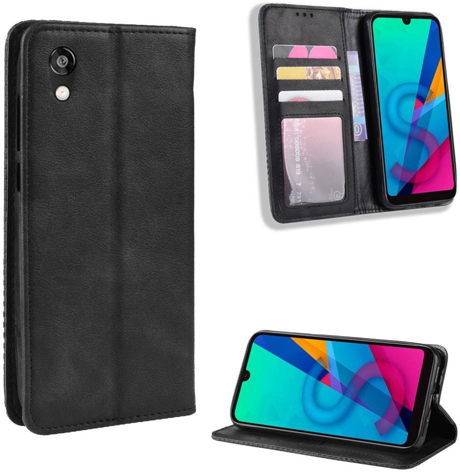 Huawei Y5 2019 Vintage Portemonnee Hoesje Zwart afbeelding 1