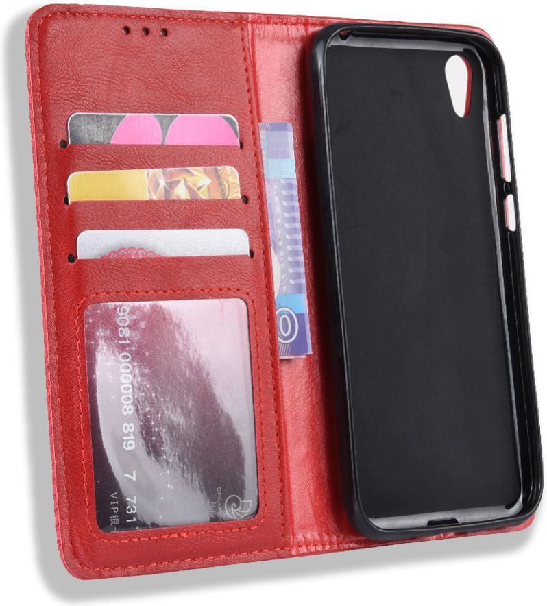 Huawei Y5 2019 Vintage Portemonnee Hoesje Rood afbeelding 4