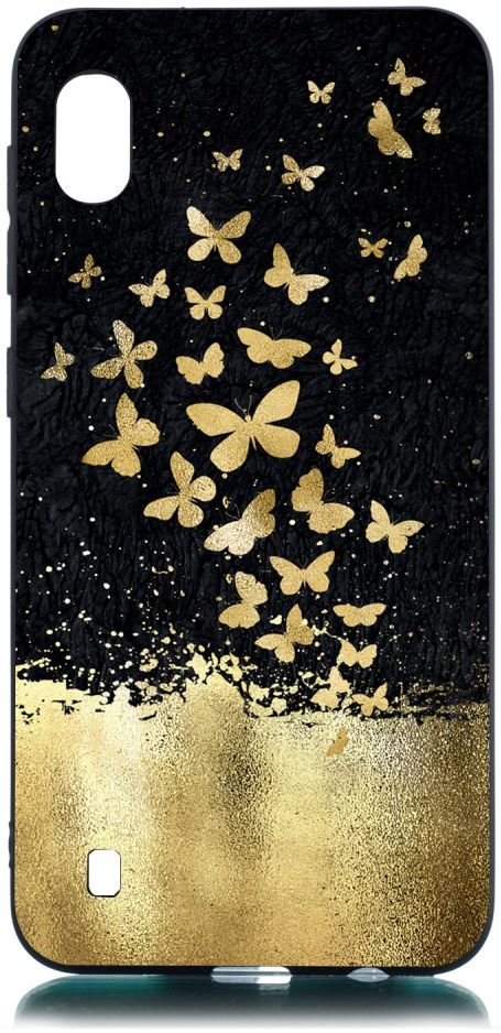 Samsung Galaxy A10 TPU Hoesje met Gouden Vlinder Print afbeelding 1