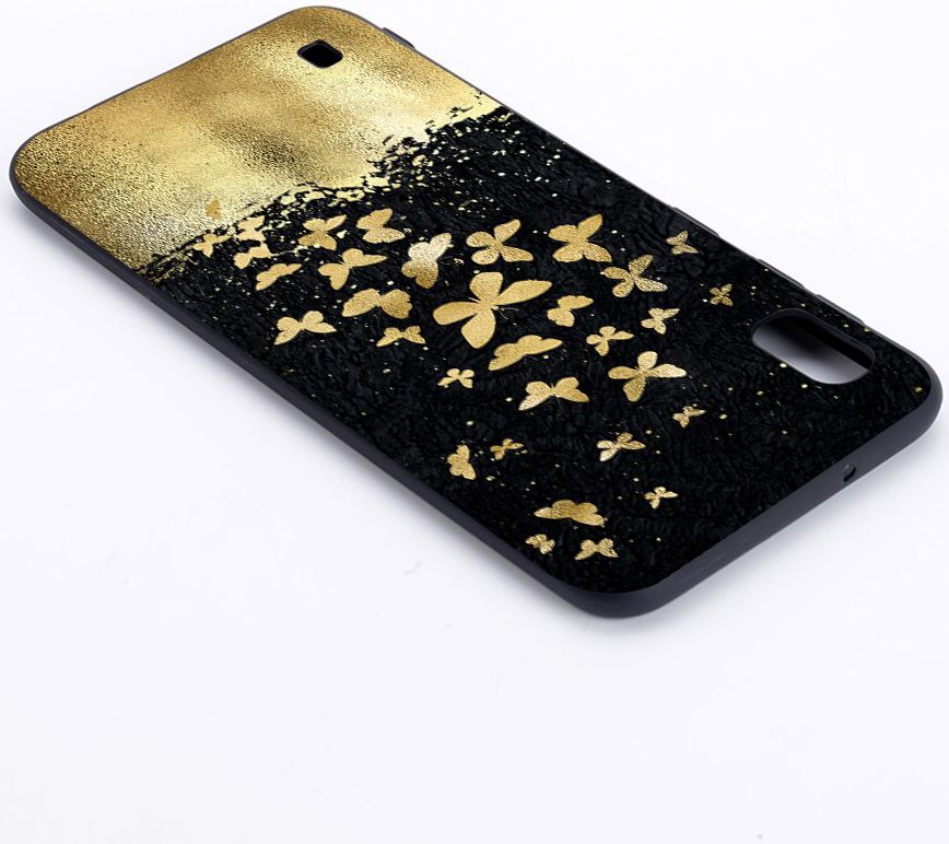 Samsung Galaxy A10 TPU Hoesje met Gouden Vlinder Print afbeelding 2