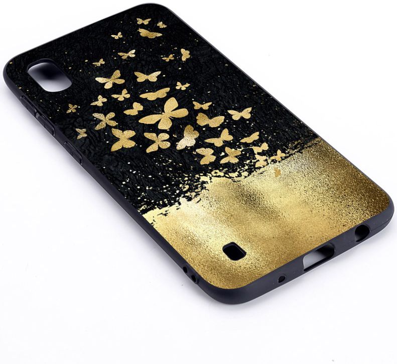 Samsung Galaxy A10 TPU Hoesje met Gouden Vlinder Print afbeelding 3