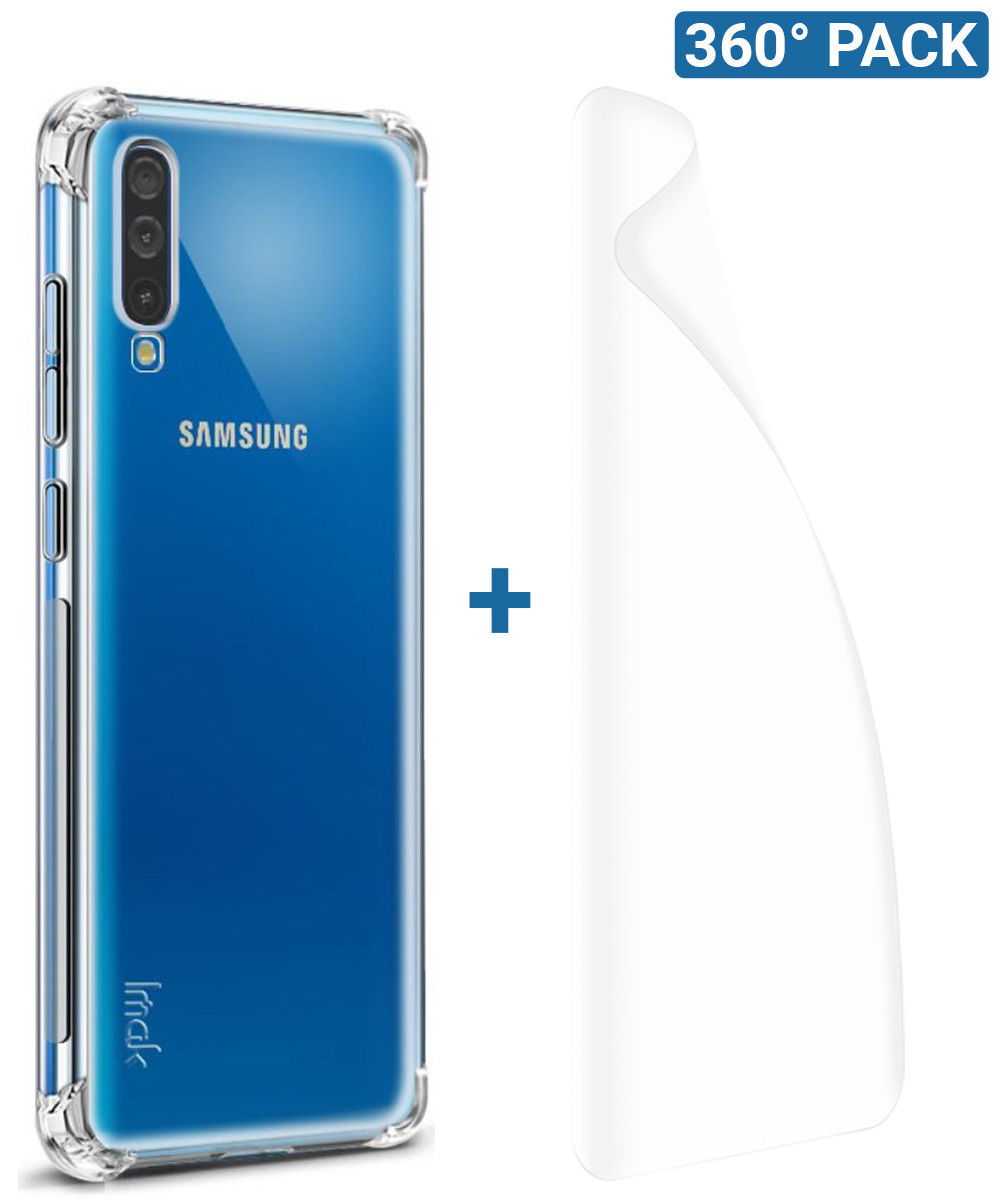 IMAK Samsung Galaxy A70 Hoesje TPU met Screenprotector Transparant afbeelding 1