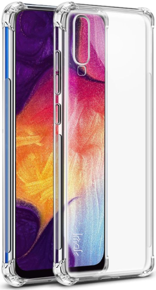 IMAK Samsung Galaxy A70 Hoesje TPU met Screenprotector Transparant afbeelding 2