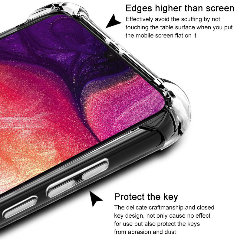 IMAK Samsung Galaxy A70 Hoesje TPU met Screenprotector Metaal Zwart afbeelding 8