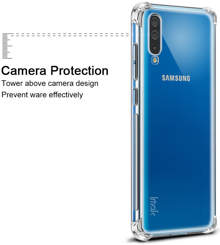 IMAK Samsung Galaxy A70 Hoesje TPU met Screenprotector Metaal Zwart afbeelding 9