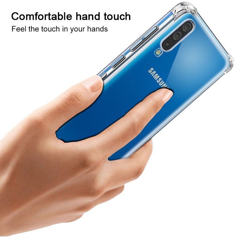 IMAK Samsung Galaxy A70 Hoesje TPU met Screenprotector Metaal Zwart afbeelding 10