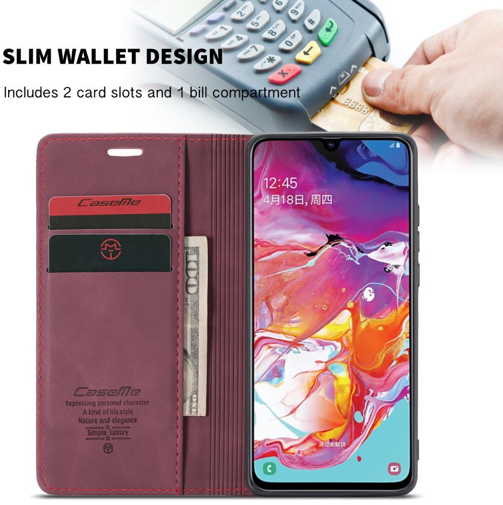 Samsung Galaxy A70 Retro Portemonnee Hoesje Rood afbeelding 7
