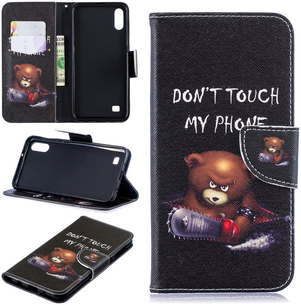Samsung Galaxy A10 Portemonnee Hoesje met Print Don't Touch My Phone afbeelding 5