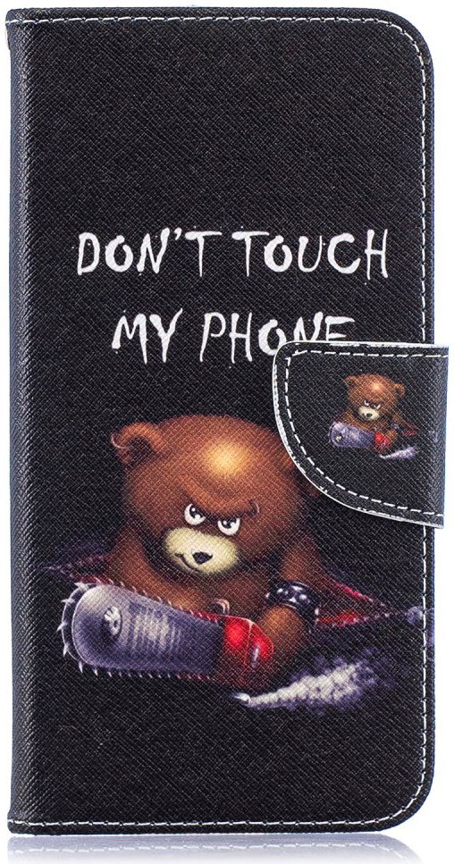 Samsung Galaxy A10 Portemonnee Hoesje met Print Don't Touch My Phone afbeelding 3