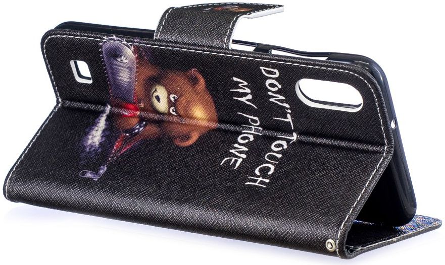 Samsung Galaxy A10 Portemonnee Hoesje met Print Don't Touch My Phone afbeelding 2