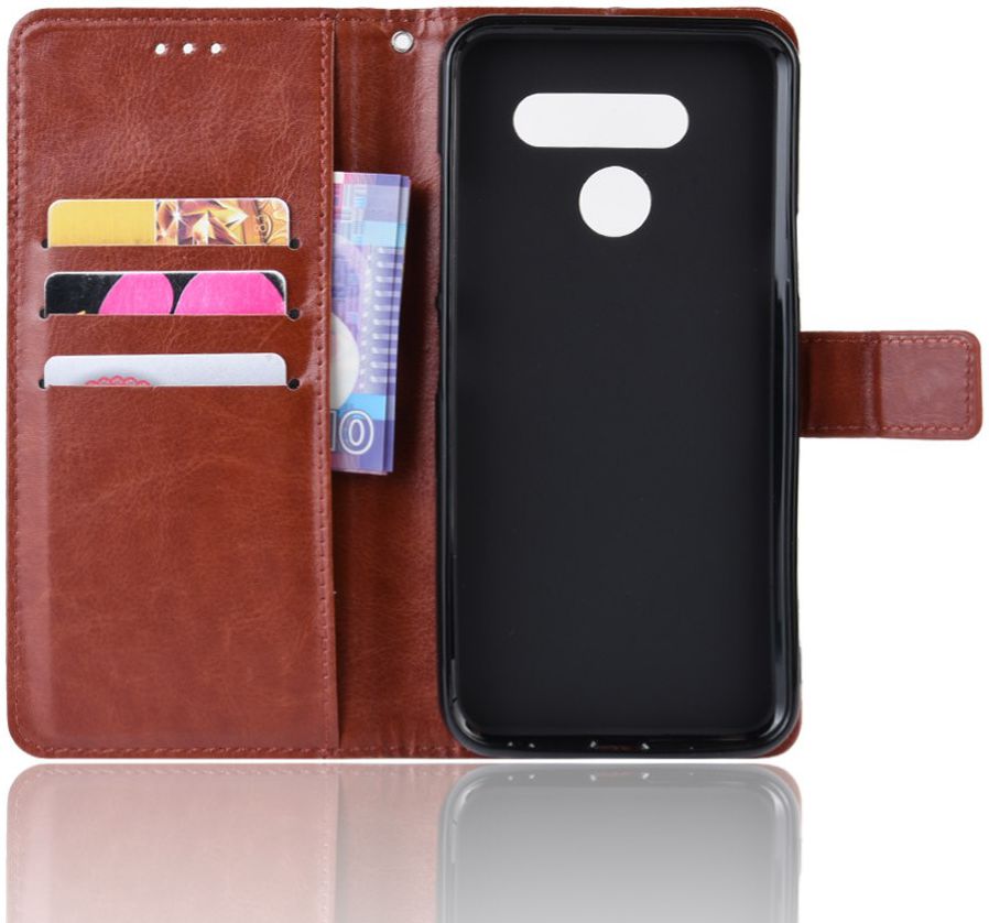 LG Q60 Bookcase Hoesje Met Pasjes Bruin afbeelding 4