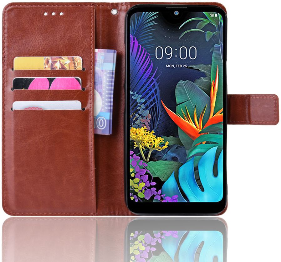 LG Q60 Bookcase Hoesje Met Pasjes Bruin afbeelding 5