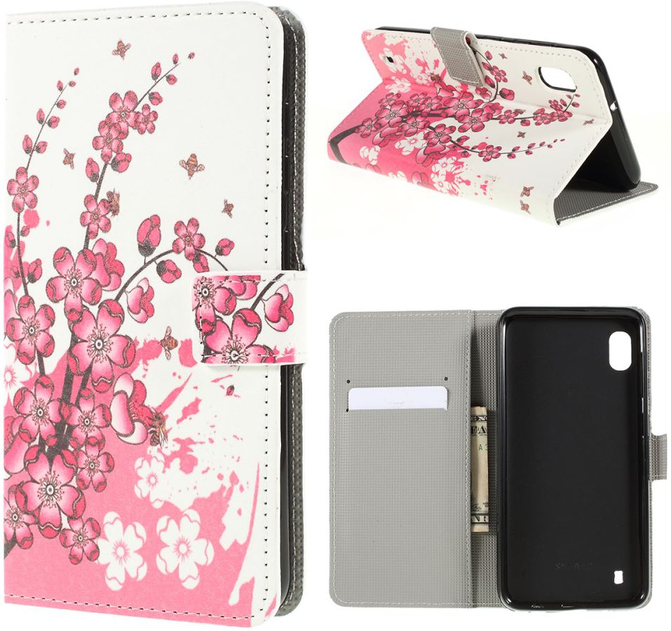 Samsung Galaxy A10 Lederen Portemonnee Hoesje met Bloemen Print afbeelding 3